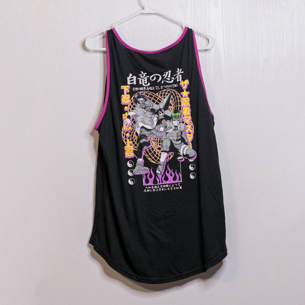 CLEARANCE Fresh Laundry Men's Anime Graphic Purple and Black Tank Top - Size XL